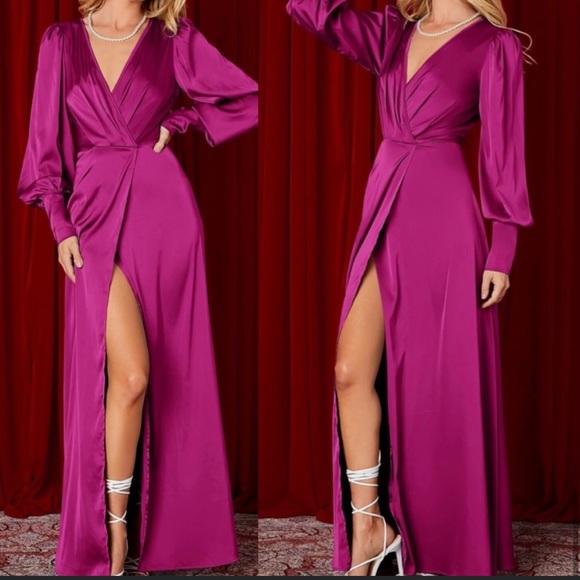 Luxe wrap party satin dress - Picture 9 of 9